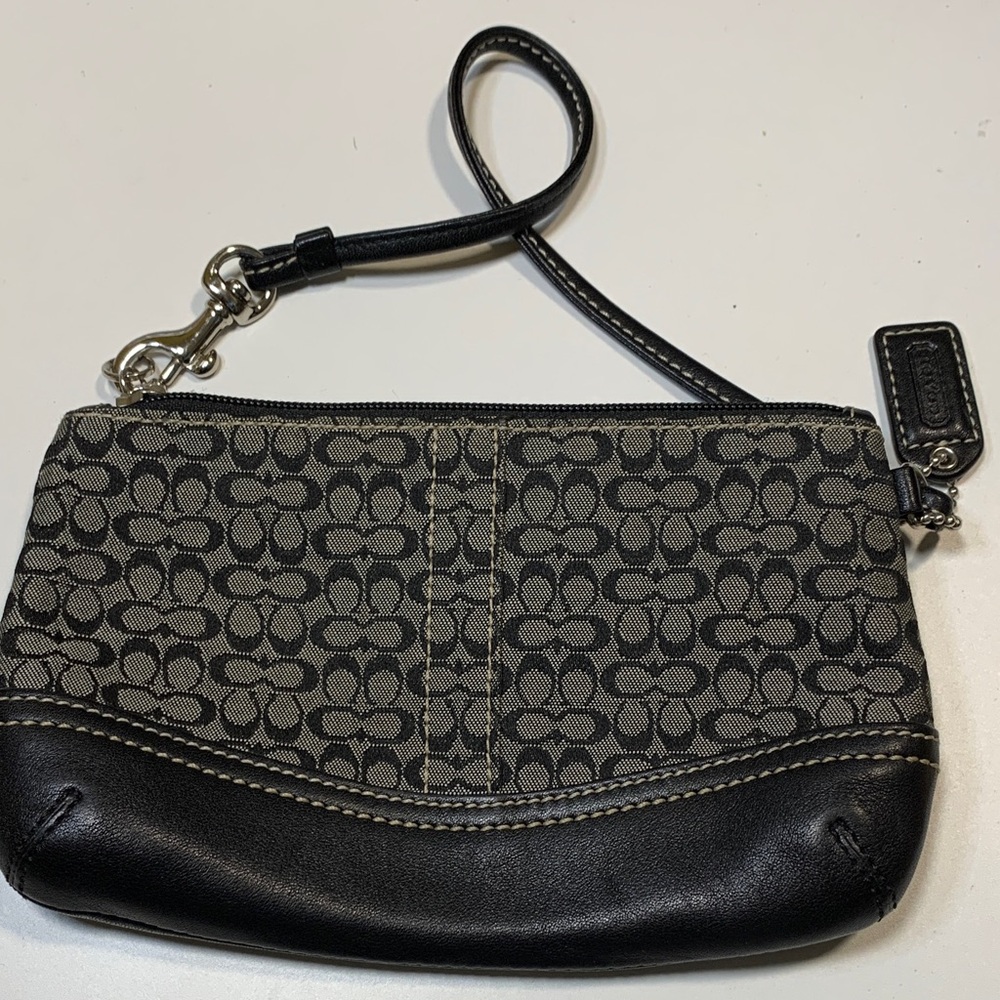 Coach Signature Black and Gray Wristlet